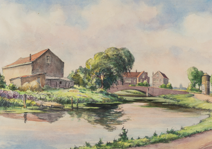 200 A bridge at the Achterdijk with houses in the background