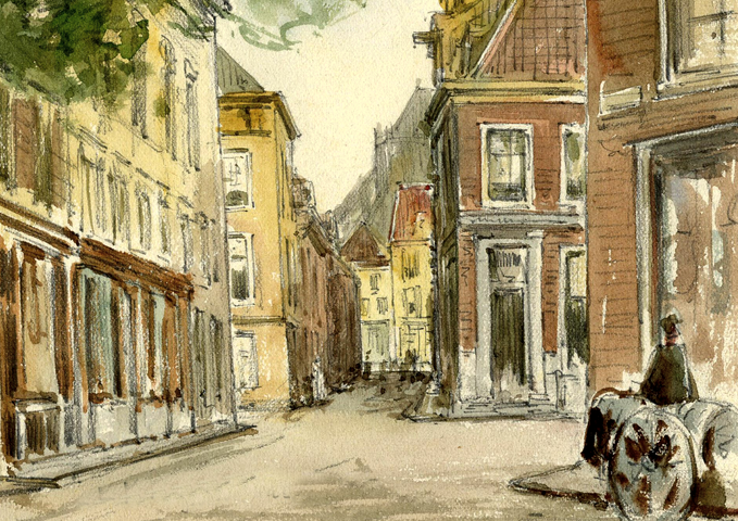 218 View from the Janskerkhof in Utrecht in the Korte Jansstraat