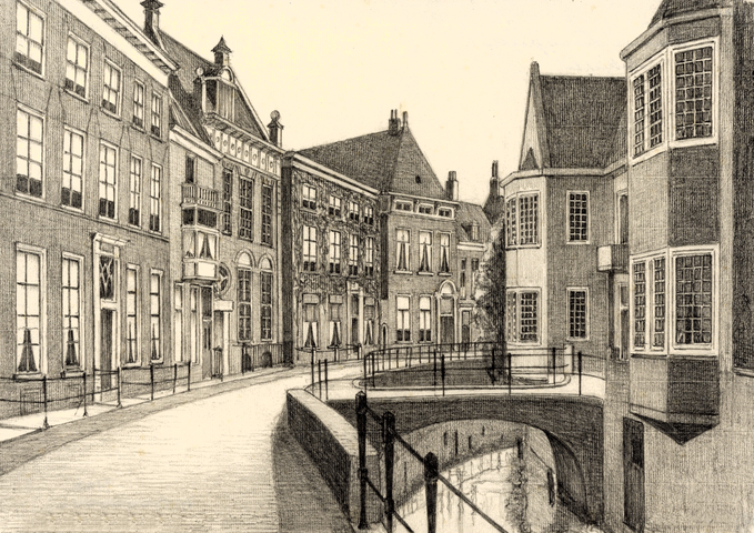 219 View of the Kromme Nieuwegracht in Utrecht from the northwest,