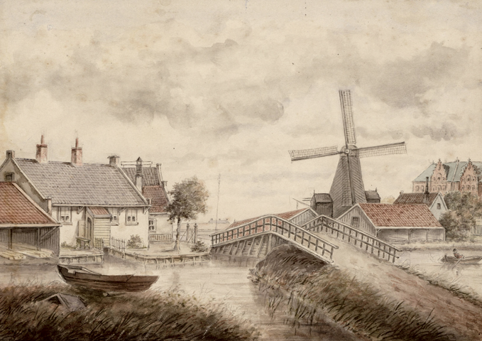 296 Middenweg Zaagmolenbuurt with the De Jager mill on the right